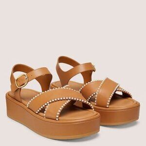 NEVER WORN: Stuart Weitzman Roza Pearl Flatform Sandal Size 8 (NWT)